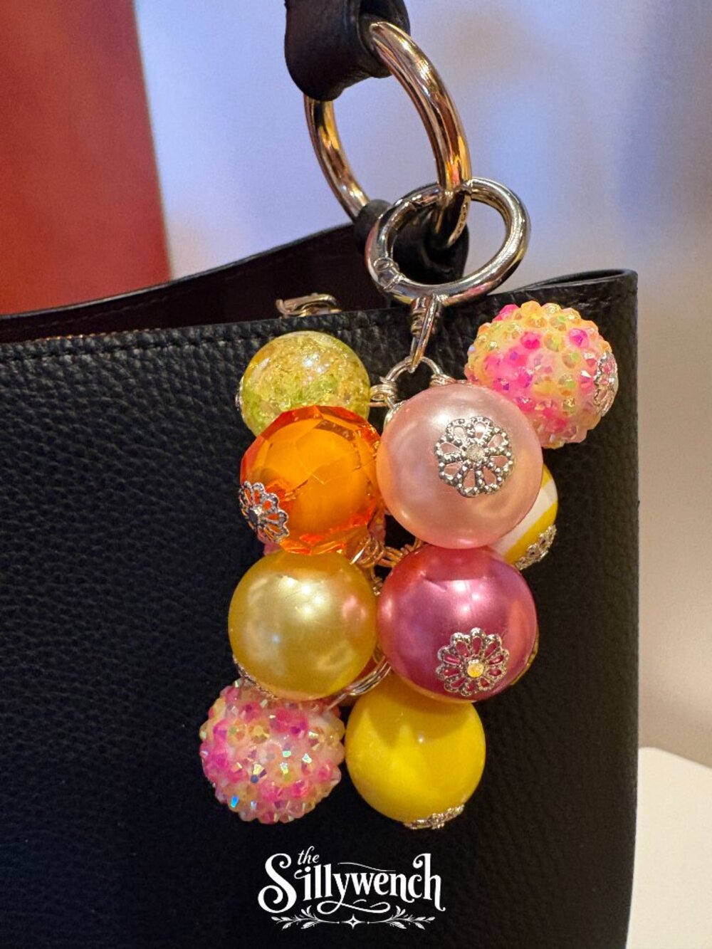Buttercup Blossom Bag Charm, silver-toned